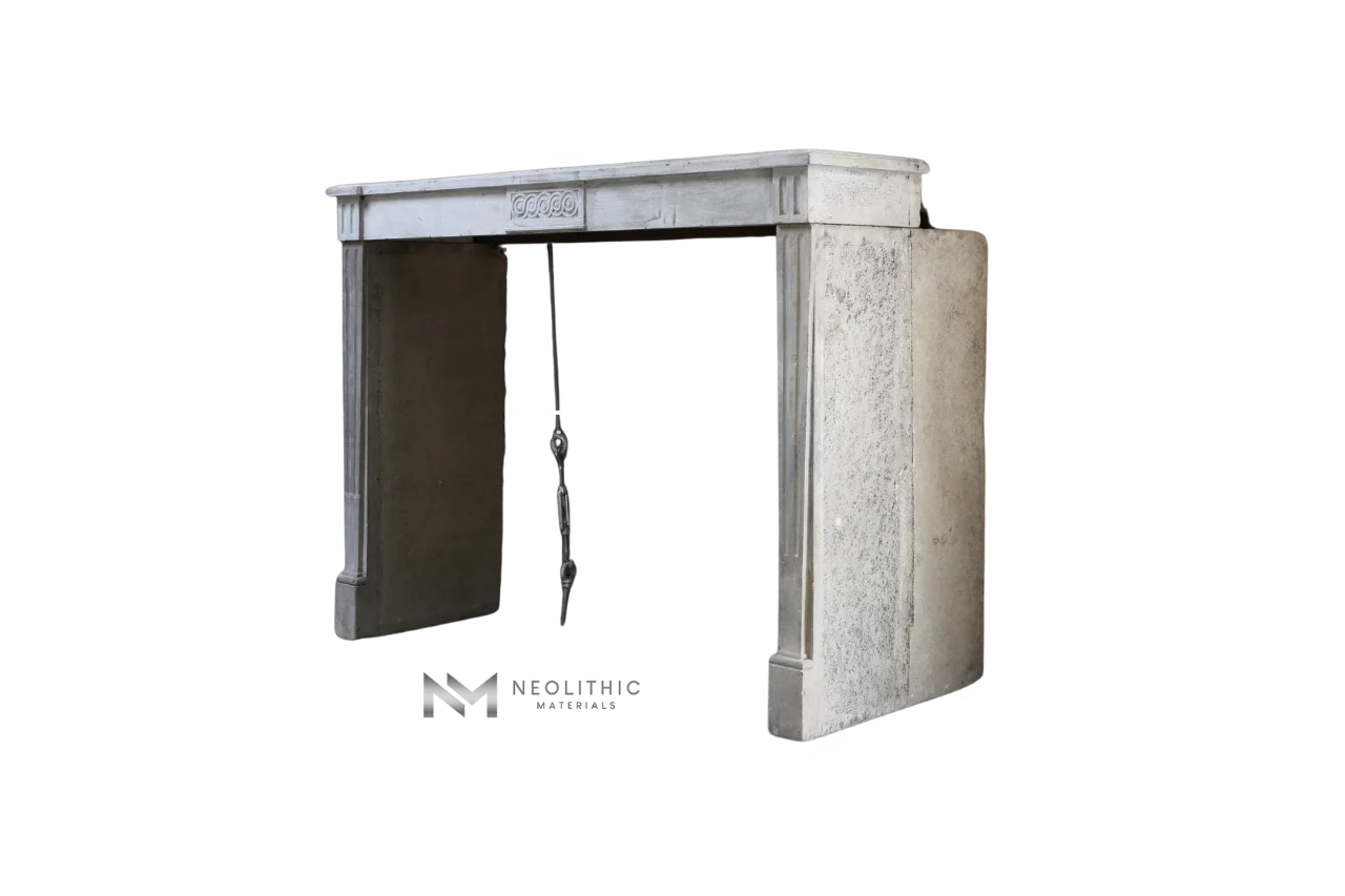 Antique Limestone de Burgundy Fireplace Mantel - Image 6